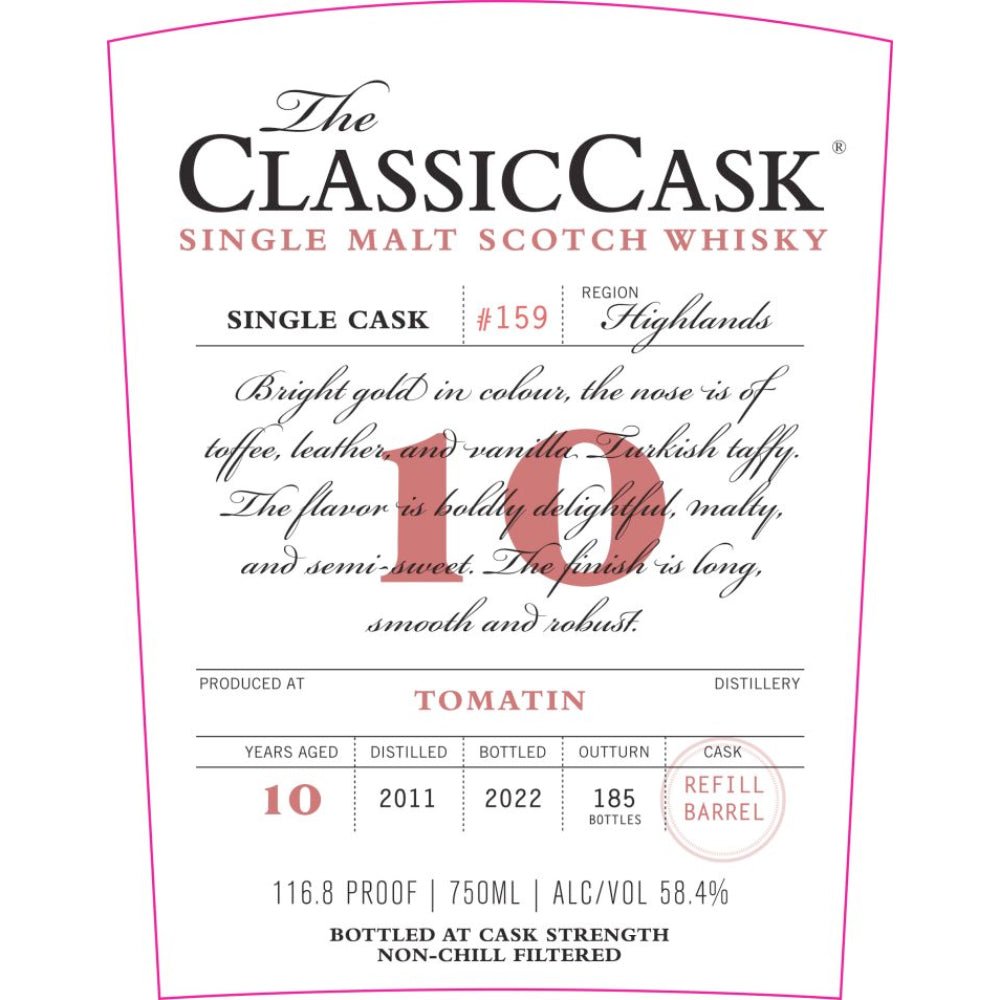 The Classic Cask 10 Year Old Tomatin 2011 Scotch The Classic Cask   