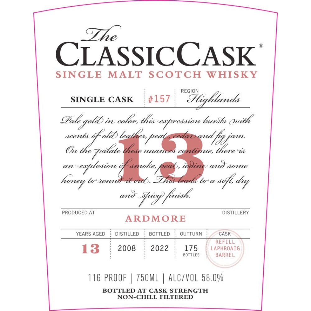 The Classic Cask 13 Year Old Ardmore 2008 Scotch The Classic Cask   