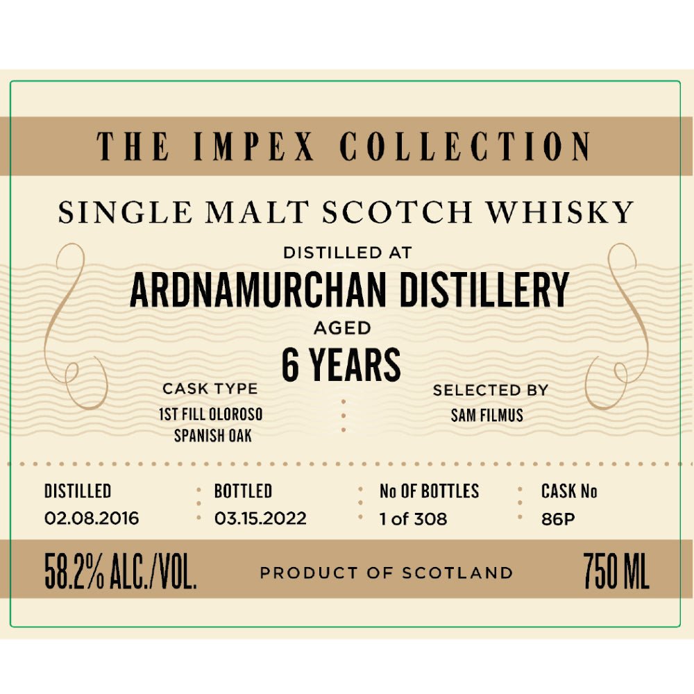The ImpEx Collection Ardnamurchan Distillery 6 Year Old Scotch Impex   