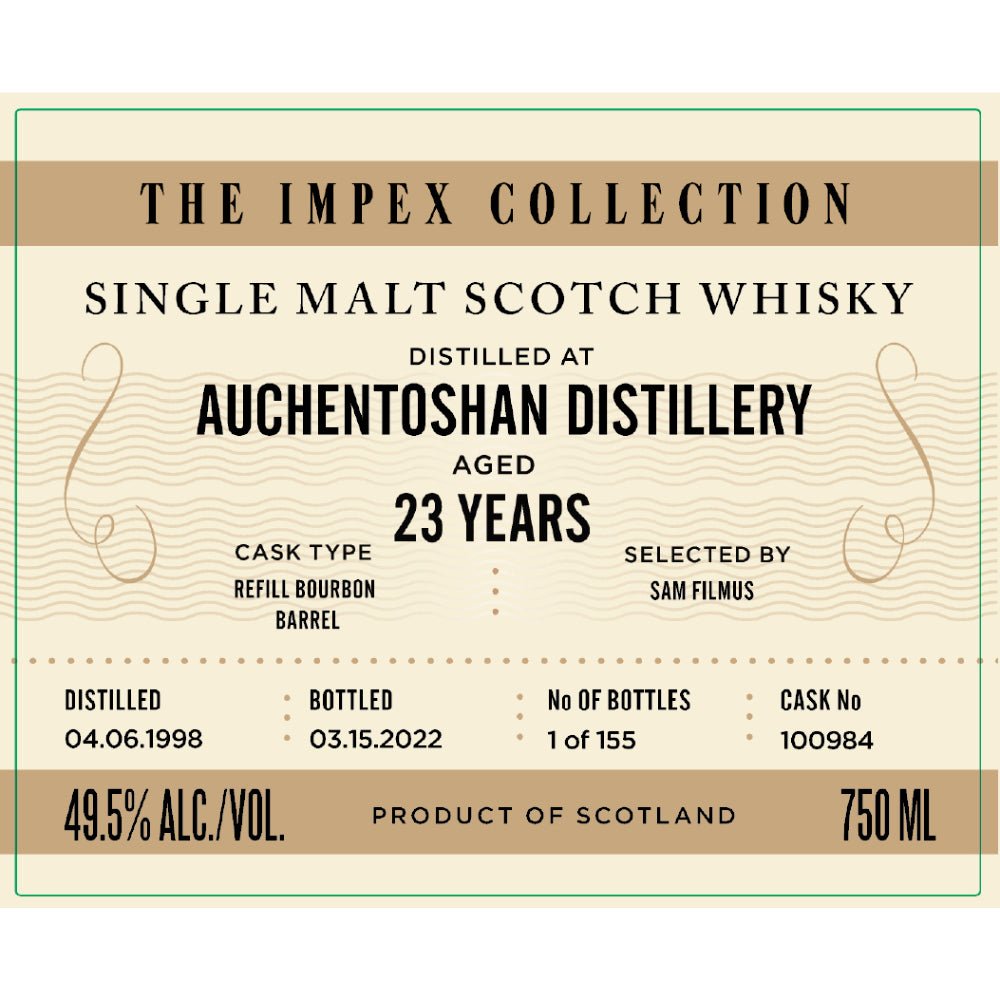 The ImpEx Collection Auchentoshan Distillery 23 Year Old Scotch Impex   