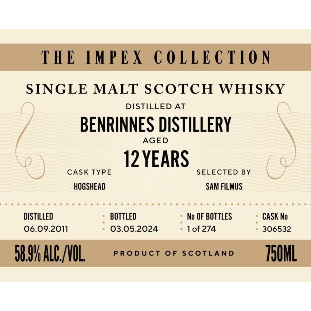 The ImpEx Collection Benrinnes Distillery 12 Year Old Scotch Impex   
