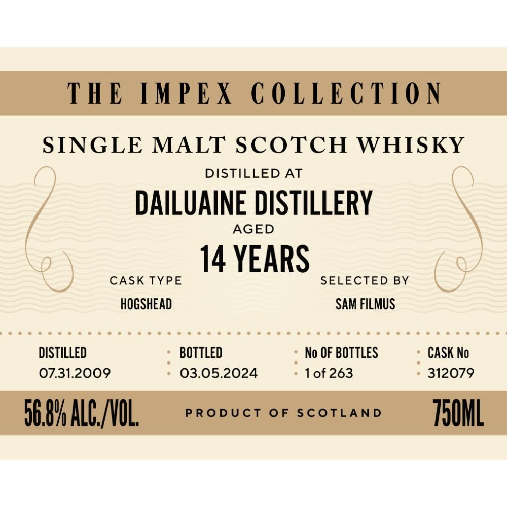 The ImpEx Collection Dailuaine Distillery 14 Year Old Scotch Impex   