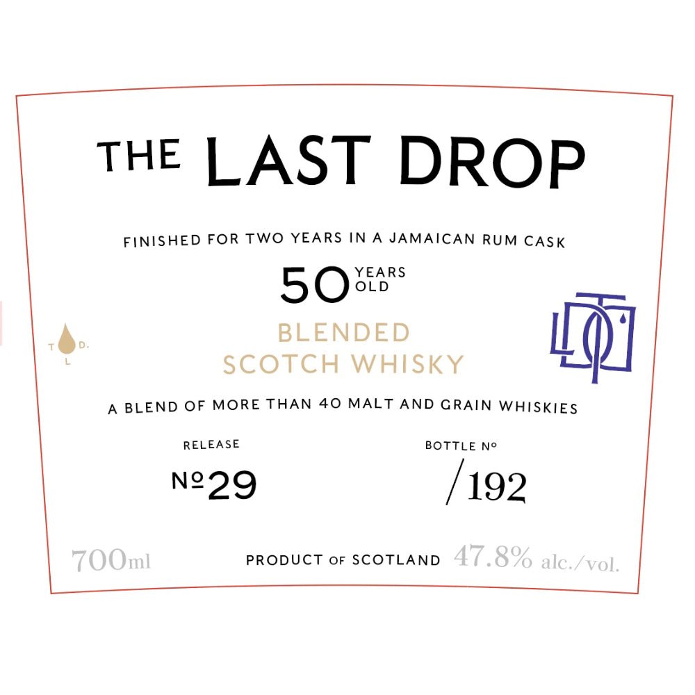The Last Drop 50 Year Old Finished in a Jamaican Rum Cask Scotch The Last Drop Distillers   