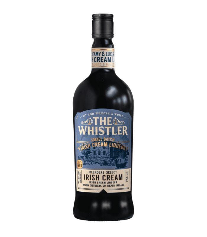 The Whistler Blenders Select Irish Cream Liqueur 750mL bottle with blue label and detailed design.