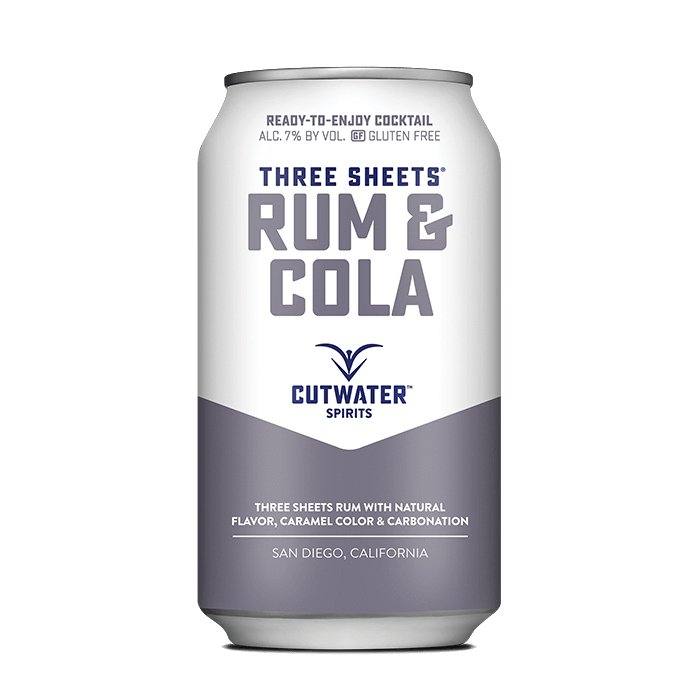 Three Sheets Rum & Cola (4 Pack - 12 Ounce Cans) Canned Cocktails Cutwater Spirits   