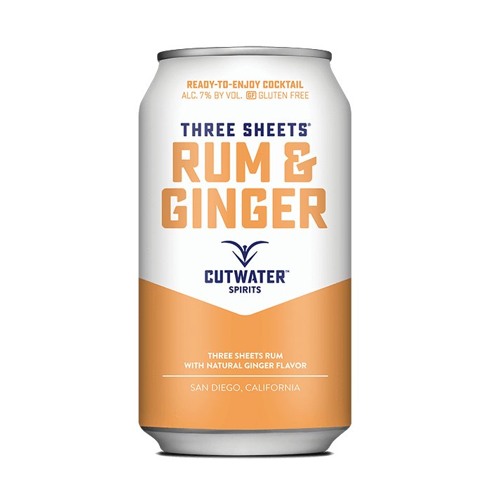 Three Sheets Rum & Ginger (4 Pack - 12 Ounce Cans) Canned Cocktails Cutwater Spirits   