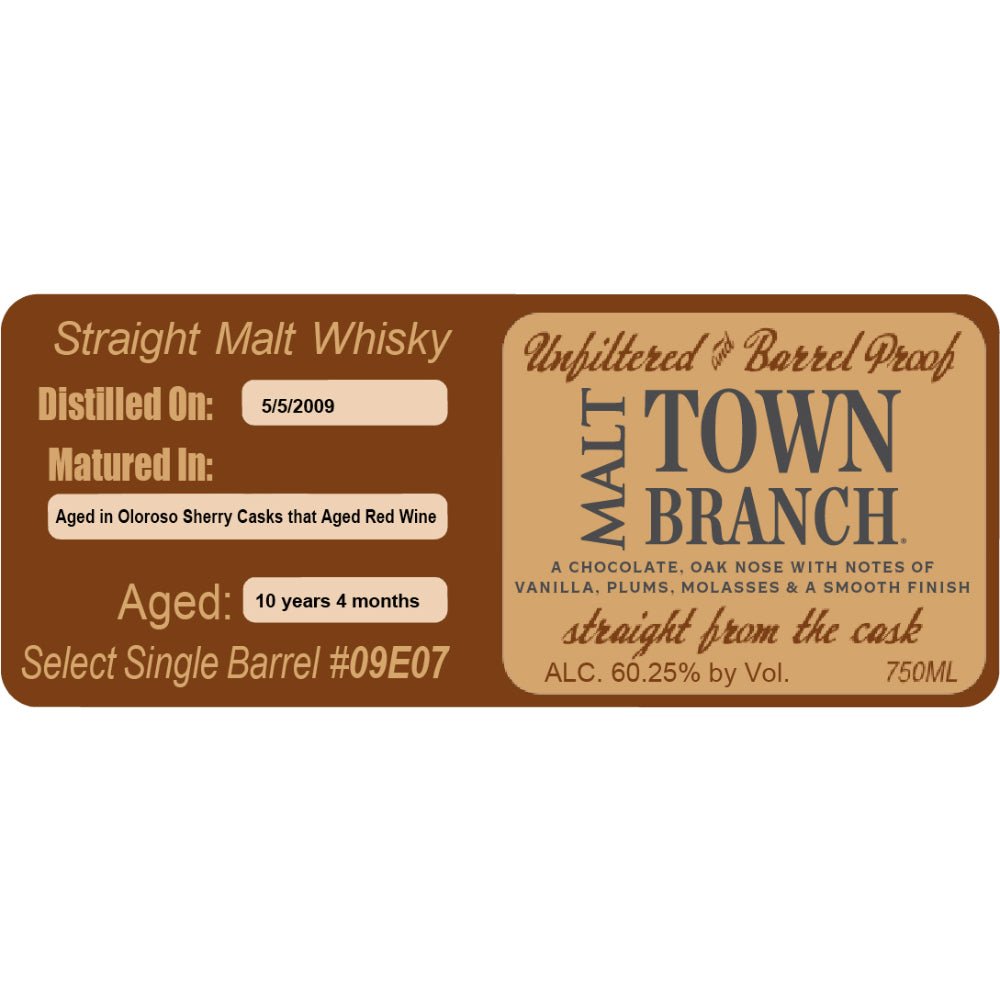 Town Branch Straight Malt Whiskey Oloroso Sherry Cask Aged Straight Malt Whiskey Town Branch   