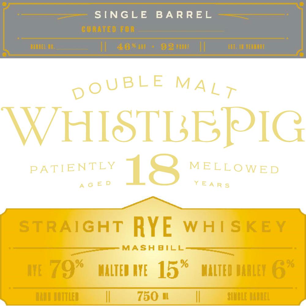 WhistlePig 18 Year Old Single Barrel Rye Whiskey WhistlePig   