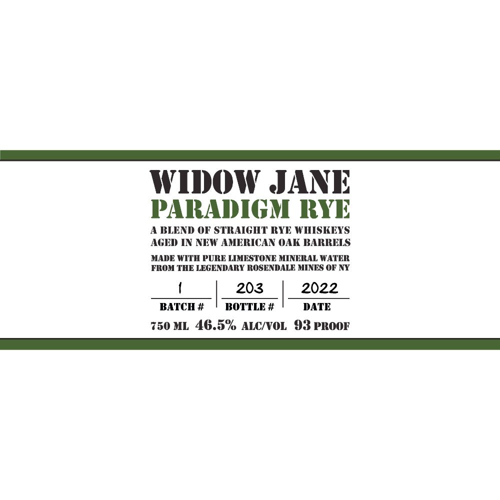Widow Jane Paradigm Rye Rye Whiskey Widow Jane   