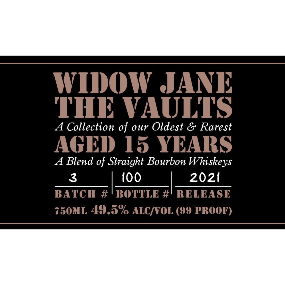 Widow Jane The Vaults 15 Year Old 2021 Release Bourbon Widow Jane   