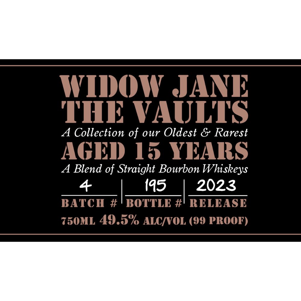 Widow Jane The Vaults 15 Year Old 2023 Release Bourbon Widow Jane   