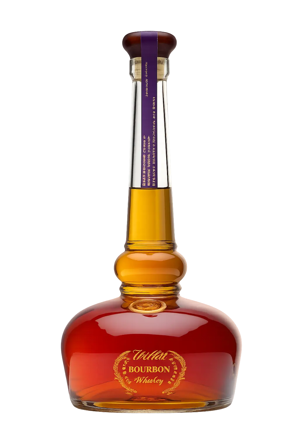 Standing against a plain white background is a tall, elegant bottle of Willett Distillery’s Willett Pot Still Reserve Cask Strength Bourbon (Pre-Order). Its broad base and long neck are complemented by a striking gold label detailed with “Bourbon Whiskey” in red and gold lettering, hinting at the exceptional cask strength spirit within.