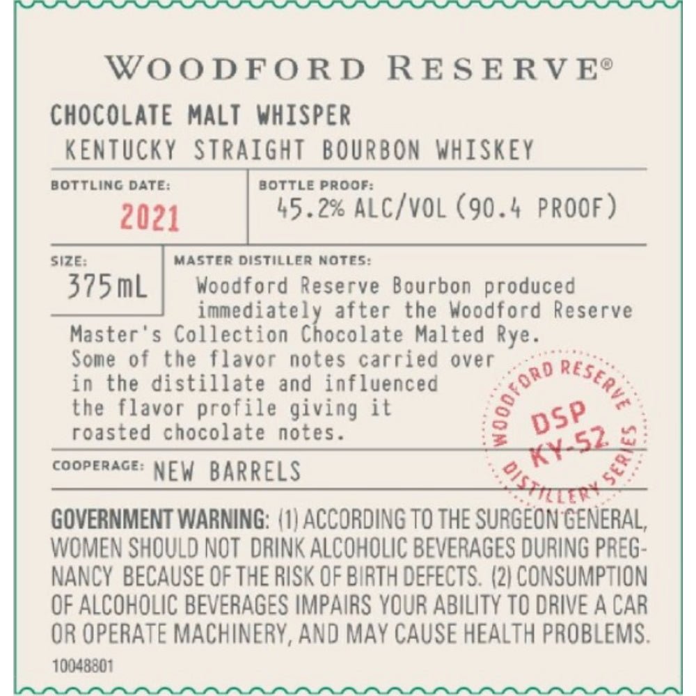 Woodford Reserve Chocolate Malt Whisper Bourbon Bourbon Woodford Reserve   