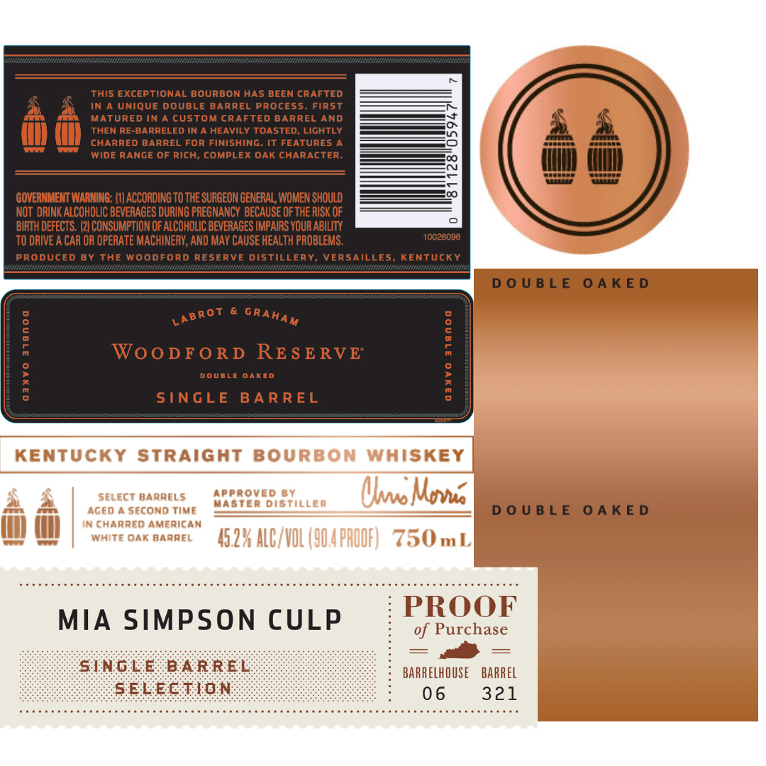 Woodford Reserve Double Oaked Single Barrel Mia Simpson Culp Selection Woodford Reserve